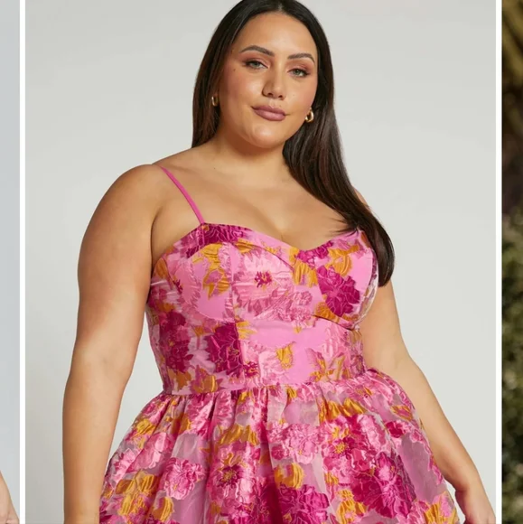 ShowPo Brailey Sweetheart Bustier Mini Dress in Pink Jacquard Sz 16 - Picture 1 of 14